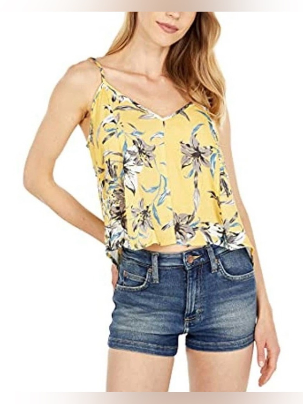 NWT!! Hurley Naturals V-Neck Tank Cornsilk Lily Size Large